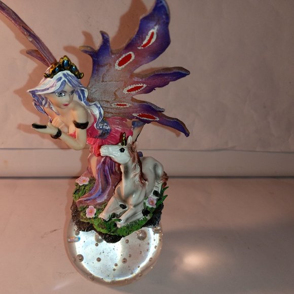 PURPLE FAIRY WITH WINGSSIDE BY SIDE WITH A WHITE UNICORN PAPER WEIGHT - Picture 1 of 8